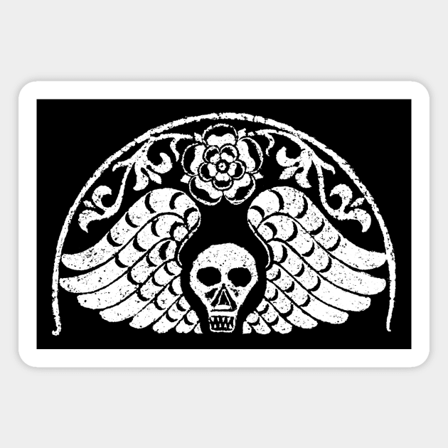 Death's Head Skull Gravestone Rubbing 03 Magnet by MatchbookGraphics